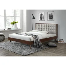 SOLOMO bed, BEIGE / WALNUT